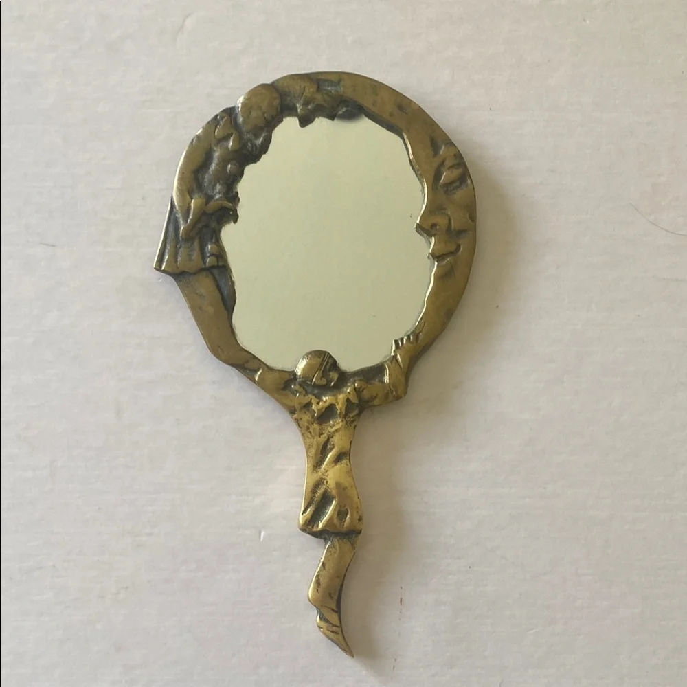 Vintage Gold Handheld Mirror Wall Decor